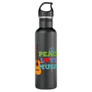 guitar "Peace, Love, Music" 710 Ml Water Bottle