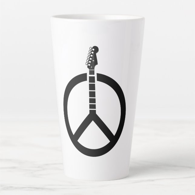 Guitar Peace Sign Latte Mug (Front)