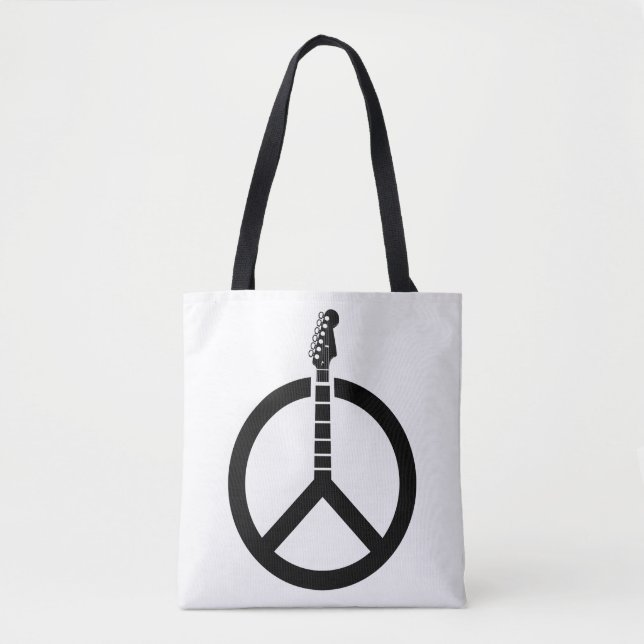 Guitar Peace Sign Tote Bag (Front)
