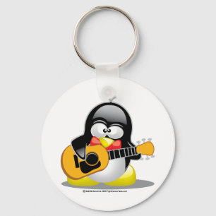 Guitar Penguin Key Ring
