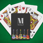 Guitar personalised playing cards<br><div class="desc">Electric, acoustic and semi acoustic guitars adorn this funky psychedelic personalised monogrammed playing cards ideal for travel in vibrant pop art colours. Fully customisable using the templates so you can add monogram name and initial. Any guitarist or musician will tell you that you can never have too many guitars. This...</div>