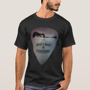 Guitar Pick Distressed Lake Reflections Guitar Lov T-Shirt