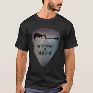 Guitar Pick Distressed Lake Reflections Guitar Lov T-Shirt