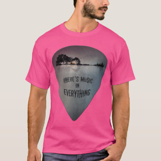 Guitar Pick Distressed Lake Reflections Guitar Lov T-Shirt