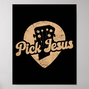 Guitar Pick Jesus Music Pastor Happy Easter Day Gu Poster
