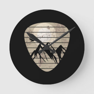 Guitar Pick Mountain Cool Guitar Player Guitarist Round Clock