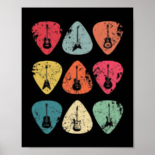 Guitar Pick Retro Vintage for Guitarists Bassist Poster