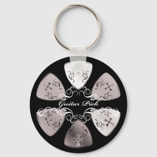 Guitar Pick Round-W Key Ring
