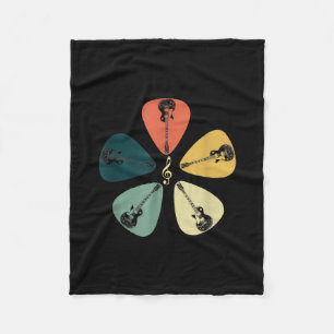 Guitar Pick Shirt. Retro Style, Gift For Guitarist Fleece Blanket