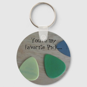 Guitar Picks with a Cute Saying Key Ring