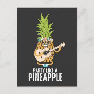 Guitar Pineapple Aloha Hawaii Holiday Fruit Postcard