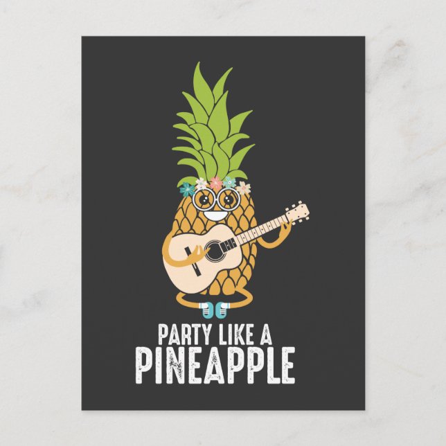 Guitar Pineapple Aloha Hawaii Holiday Fruit Postcard (Front)
