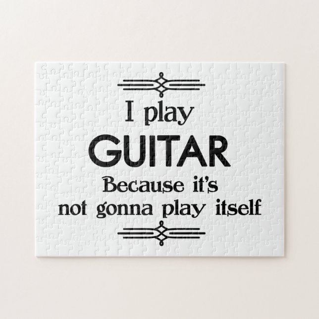 Guitar - Play Itself Funny Deco Music Jigsaw Puzzle (Horizontal)