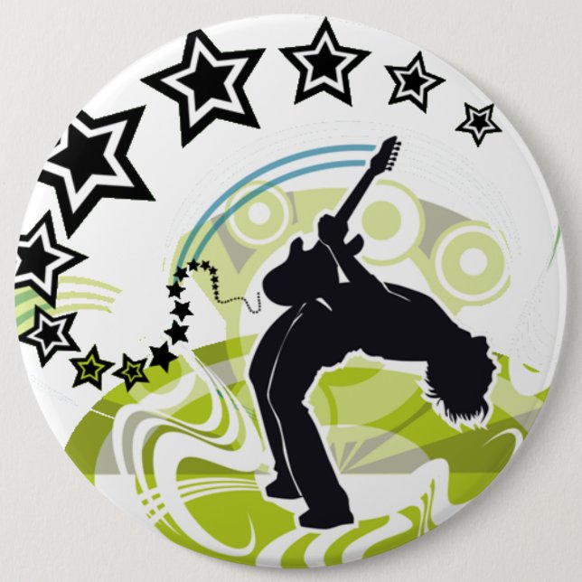 Guitar Player 6 Cm Round Badge (Front)