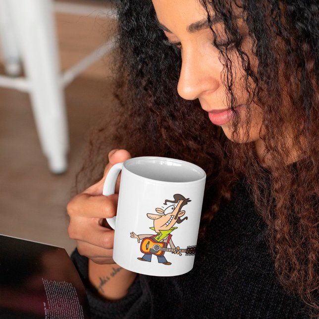 Guitar Player Character Fun Musician Rockstar Coffee Mug (Creator Uploaded)