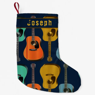 Guitar Player Double Sided Name Teen Boys Small Christmas Stocking