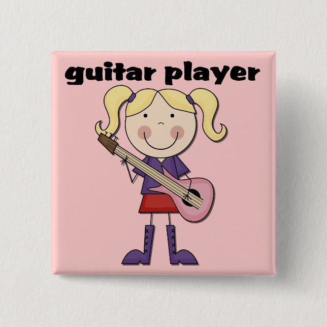Guitar Player Female Tshirts and Gifts 15 Cm Square Badge (Front)