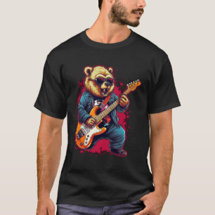 Guitar Player Funny Bear Playing Guitar Music Guit T-Shirt