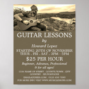 Guitar Player, Guitar Lessons Advertising Poster