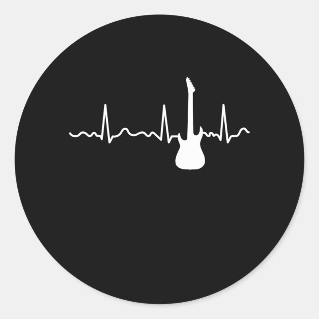 Guitar Player Heartbeat Music Musician Guitarist G Classic Round Sticker (Front)