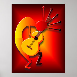 Guitar Player in Red Poster