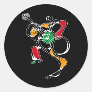 Guitar Player Line Art Black History Month Colours Classic Round Sticker