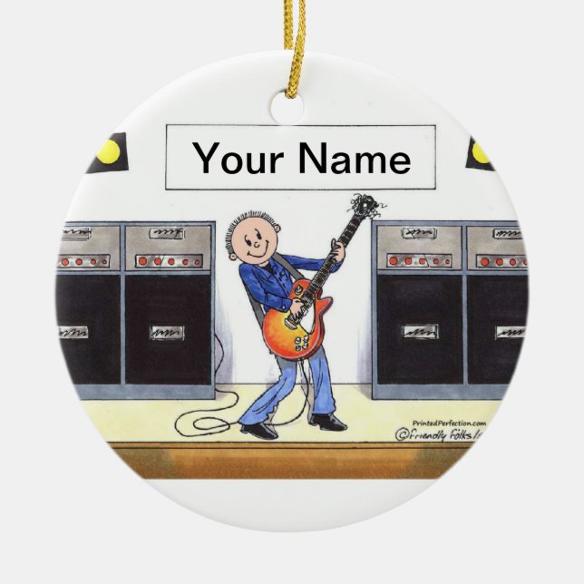 Guitar Player - Male Ceramic Tree Decoration (Front)