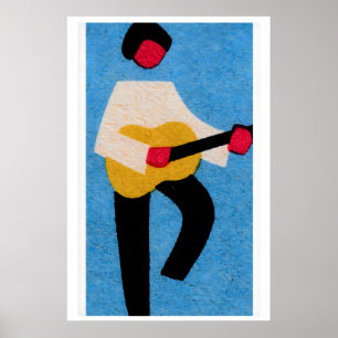 Guitar Player Matchbox Print - Vintage Eastern