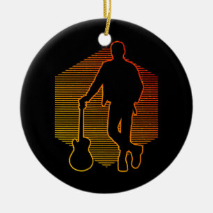 Guitar player men's electric guitar  ceramic tree decoration