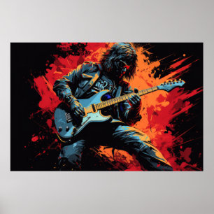 Guitar Player Music Painting Abstract Art Decor
