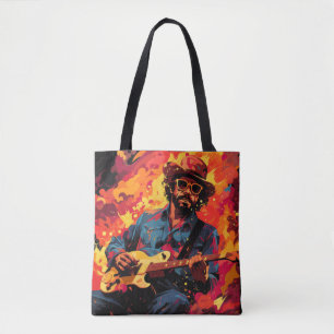 Guitar Player Music Painting Abstract Art Decor Tote Bag