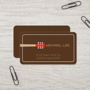 Guitar Player or Music Store Brown Business Card