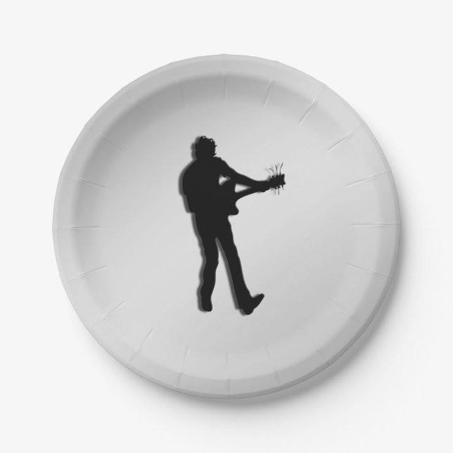 Guitar Player Silver Paper Plate (Front)