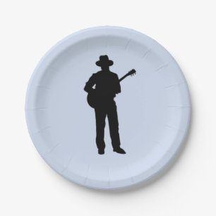 Guitar Player with Hat Paper Plate