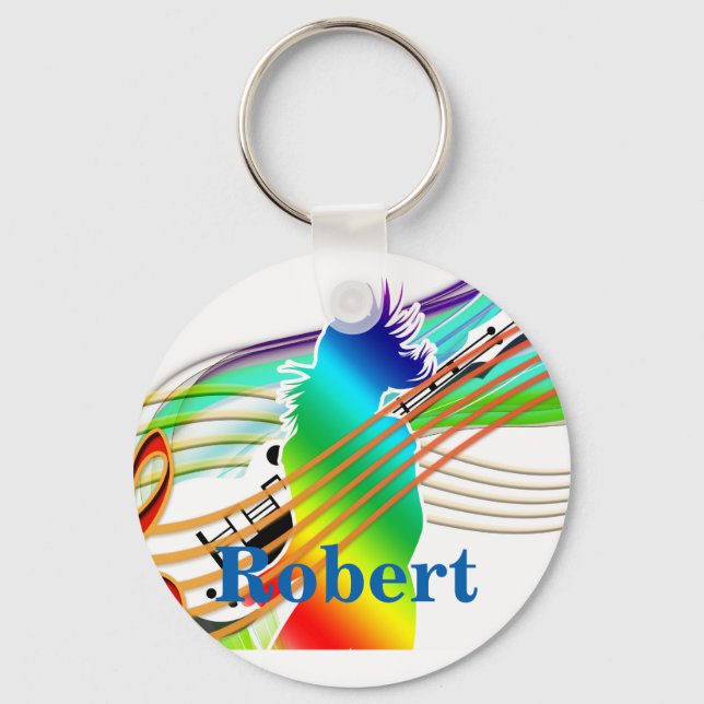 Guitar Player With Music Key Ring (Front)