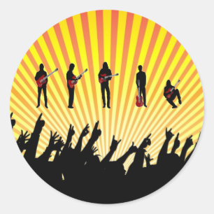 guitar players classic round sticker