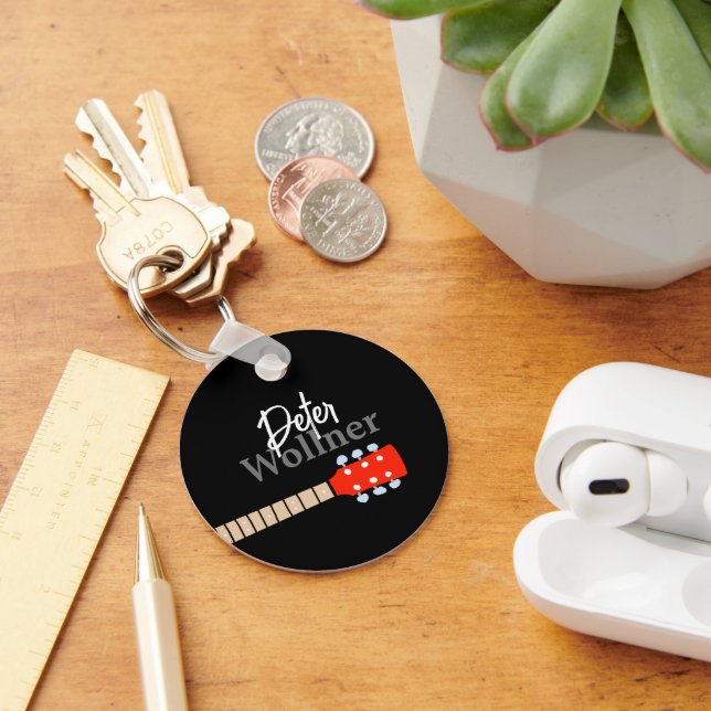 Guitar Player's Name Blk Keychain (Desk)