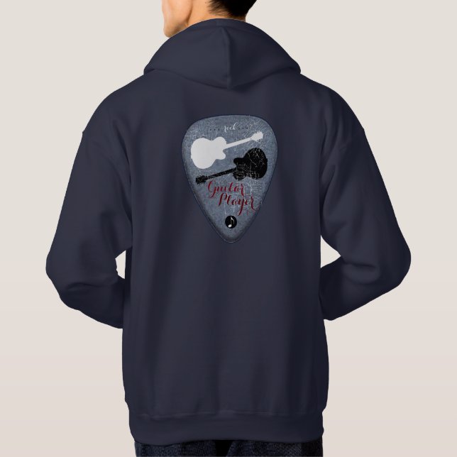 guitar players rock music pick hoodie (Back)