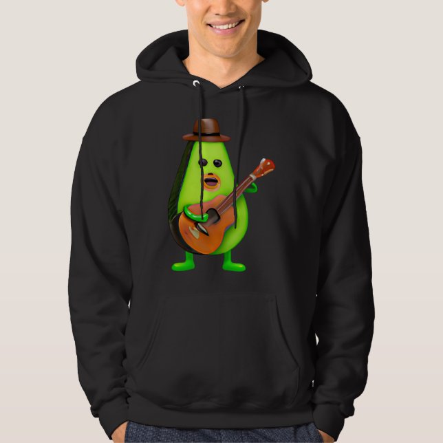 Guitar Playing Avocado Hoodie (Front)