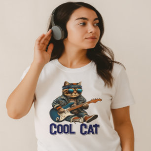 Guitar Playing Cat - Cool Kitty Vibes  T-Shirt