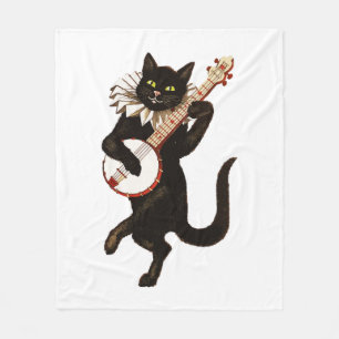 guitar playing cat fleece blanket