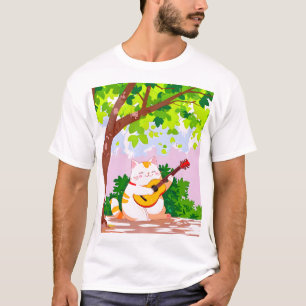 Guitar-Playing Chubby Cat T-Shirt