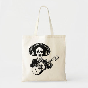 Guitar Playing Day of the Dead Skeleton Tote Bag