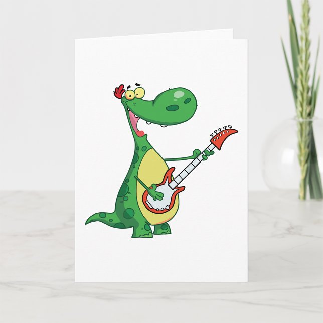 Guitar Playing Dinosaur Greeting Cards (Creator Uploaded)