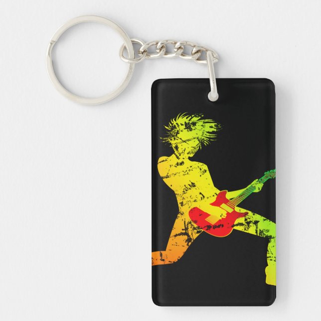 Guitar Playing Rocker Key Ring (Front)