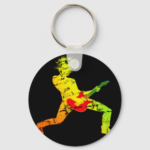 Guitar Playing Rocker Key Ring
