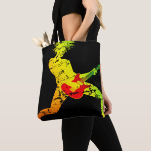 Guitar Playing Rocker Tote Bag