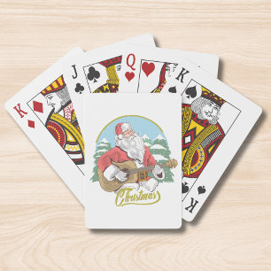 Guitar Playing Santa Claus   Christmas Playing Cards