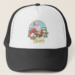 Guitar Playing Santa Claus   Christmas Trucker Hat
