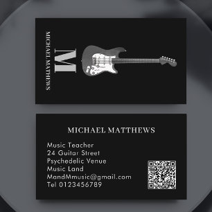 Guitar Professional Musician Custom QR Code Busine Business Card
